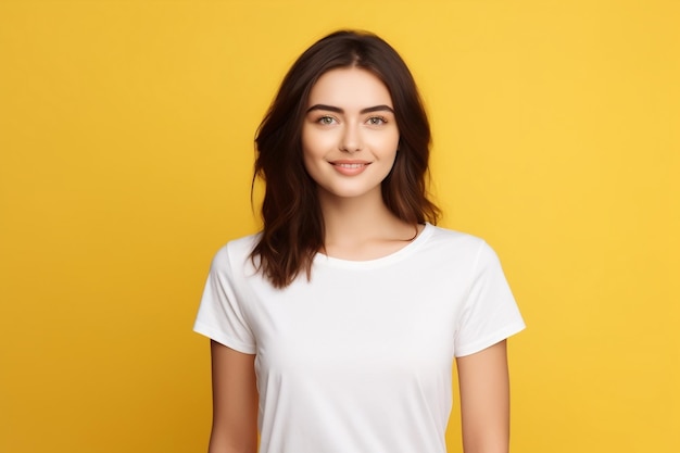 Portrait of a beautiful woman wearing a white tshirt generative ai