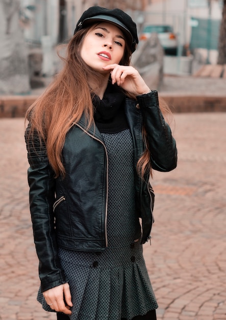 Portrait of a beautiful woman in winter clothes