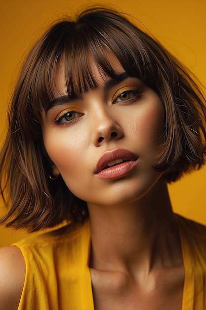 Photo portrait of beautiful woman with blunt hair