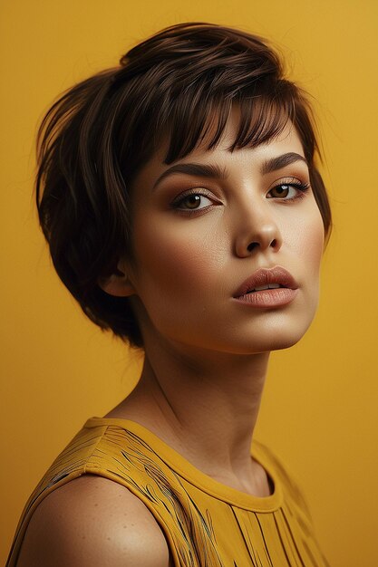 Photo portrait of beautiful woman with blunt hair