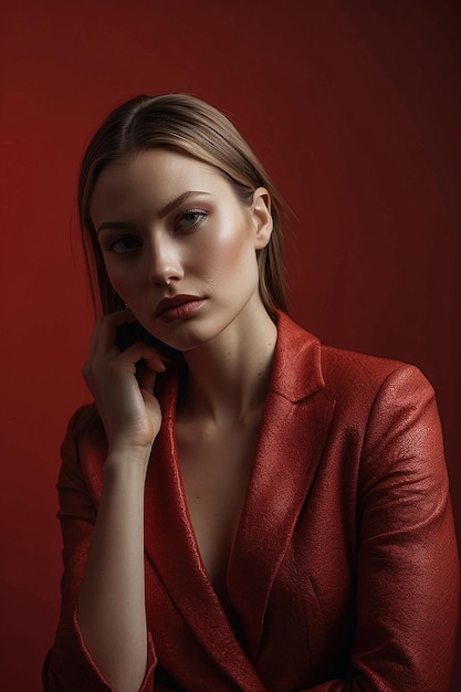 Portrait of beautiful woman with blunt hair