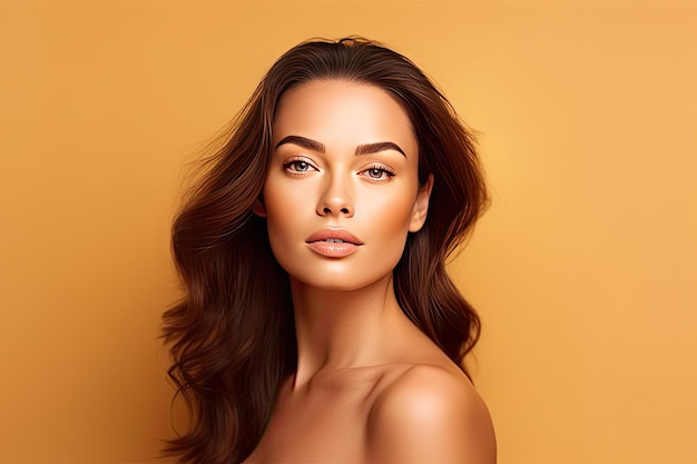 Portrait of a beautiful woman with brown hair