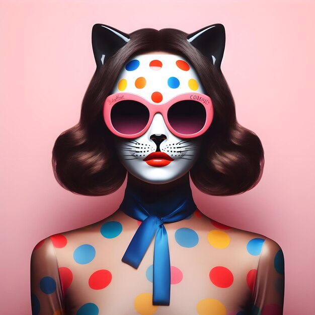 Портрет красивой женщины с креативным макияжем, как кошка