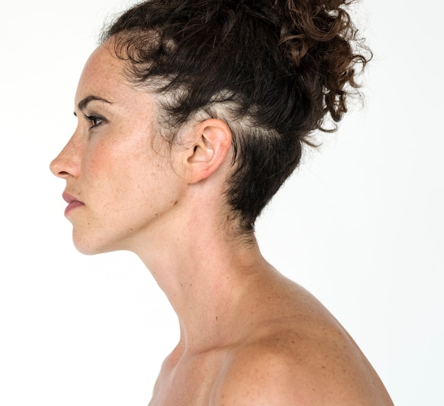 Portrait of beautiful woman with curly hair