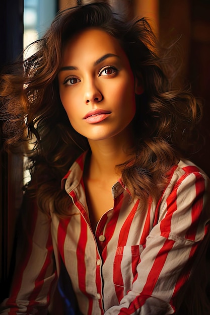 Portrait of a beautiful woman with curly hair