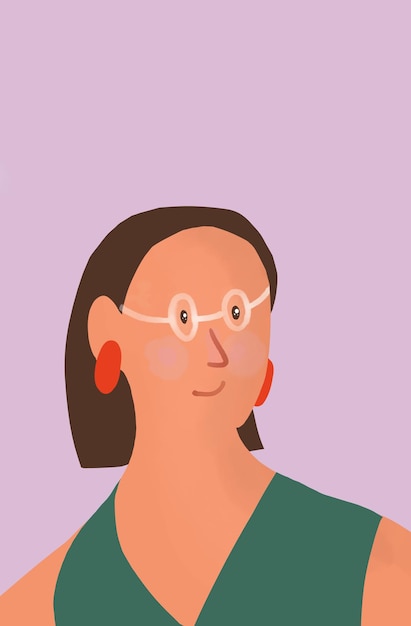 Portrait of a beautiful woman with glasses Vector illustration in flat style women's day