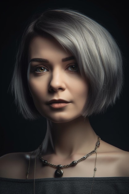 Portrait of a beautiful woman with short hair