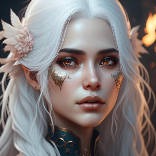 Portrait of beautiful woman with white hair