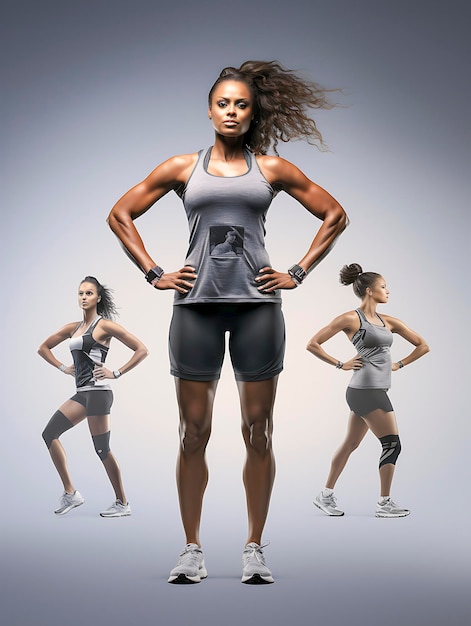 Portrait of a beautiful woman working out at the gym and doing fitness exercises healthy concept