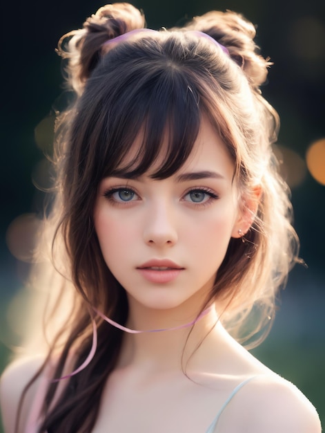 Portrait of beautiful women with ribbon on hair