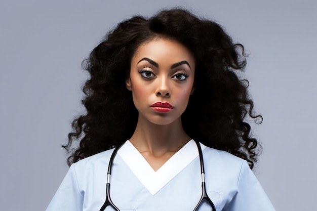 Portrait of a beautiful young african american nurse with stethoscope