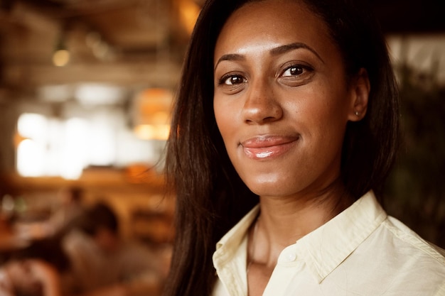 Portrait of a beautiful young african american woman smiling Lifestyle concept