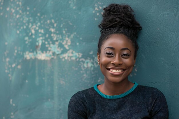 portrait of a beautiful young african american woman smiling outdoors