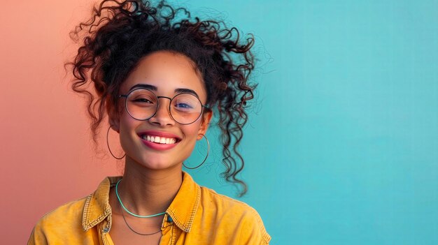 Portrait of a beautiful young african american woman with curly hair