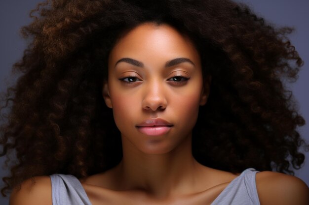 Portrait of a beautiful young African American woman with curly hair