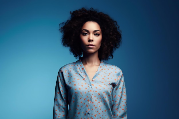 Portrait of beautiful young african american woman with curly hair