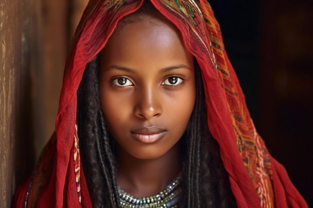 Portrait of a beautiful young african woman wearing traditional clothes