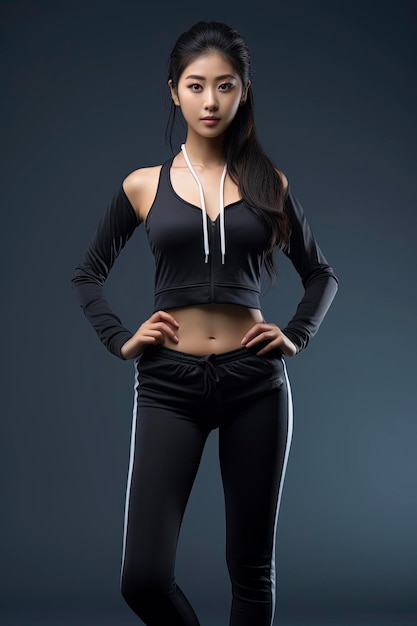 Portrait beautiful young asian sport woman ready for exercise full body