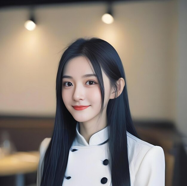 Portrait of a beautiful young asian woman in a cafe