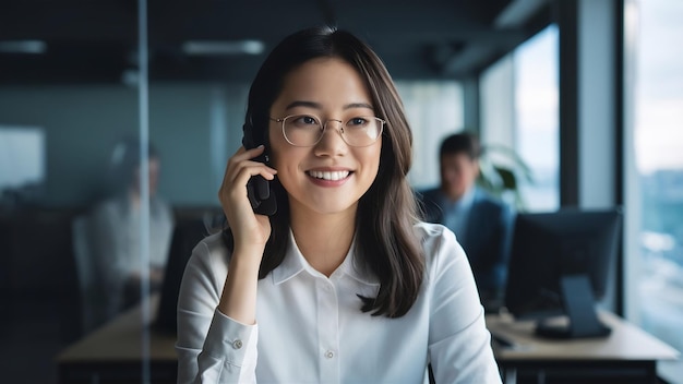 Portrait beautiful young asian woman callcenter for assistance