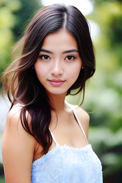 Portrait of a beautiful young asian woman smiling and looking at camera