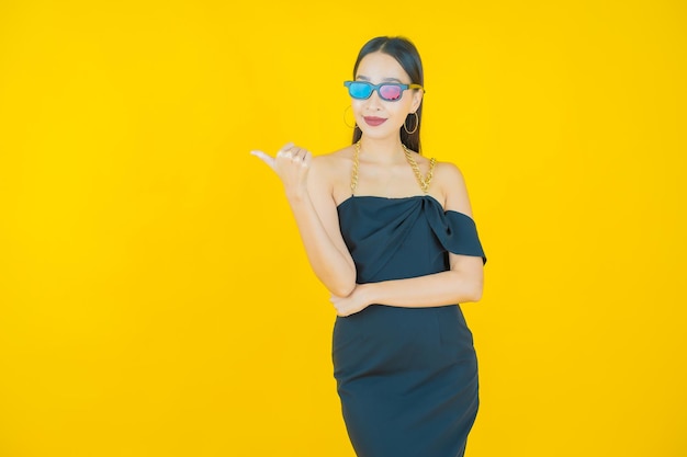 Portrait of beautiful  young asian woman wear 3d eyeglasses  