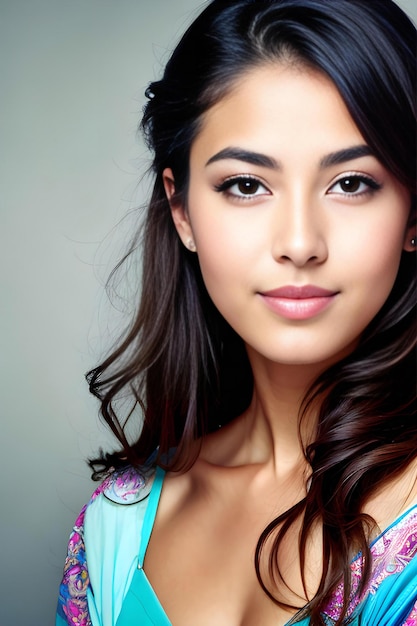 Portrait of a beautiful young asian woman with long black hair