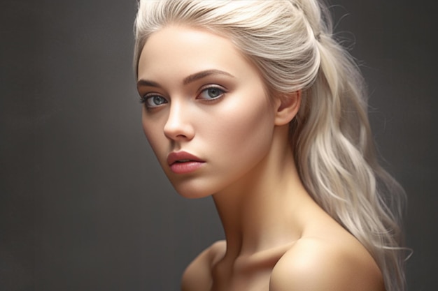 Portrait of beautiful young blond woman with clean face Generative AI
