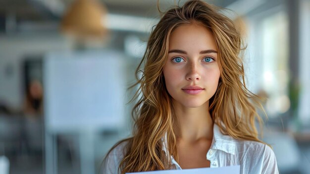 Portrait of a beautiful young business woman in office Young business woman