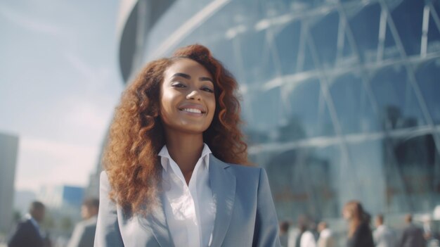 Portrait of a beautiful young business woman outdoors Success in business concept