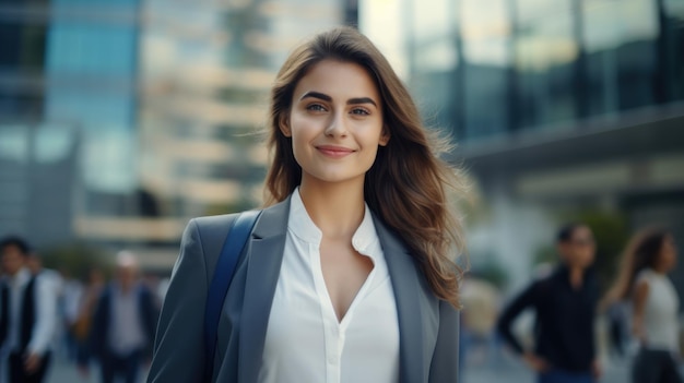 Portrait of a beautiful young business woman outdoors Success in business concept