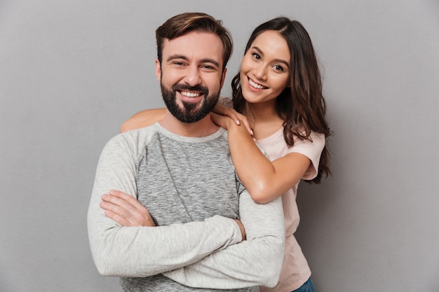 Portrait of a beautiful young couple hugging