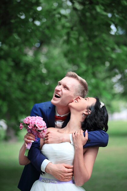 Portrait of a beautiful young couple's wedding day