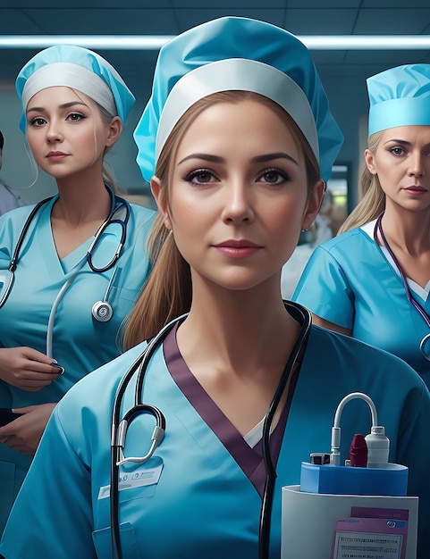 Portrait of a beautiful young female doctor standing in a hospital corridor