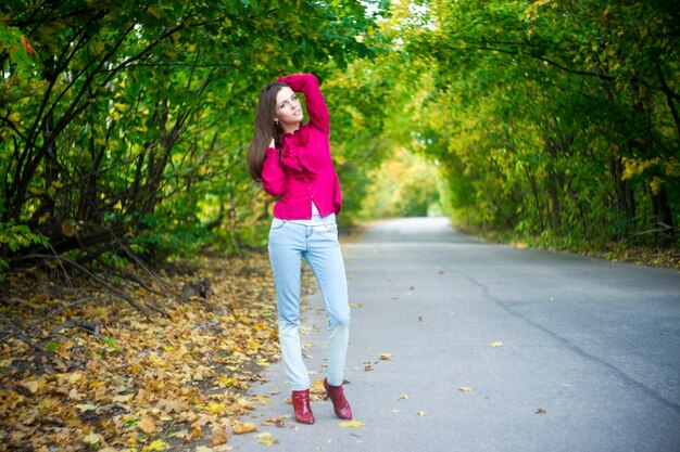 Portrait of beautiful young girl in nature