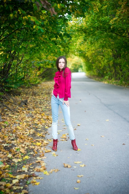 Portrait of beautiful young girl in nature