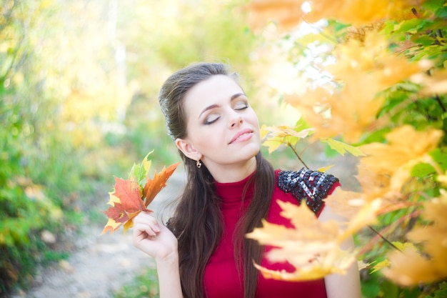 Portrait of beautiful young girl in nature