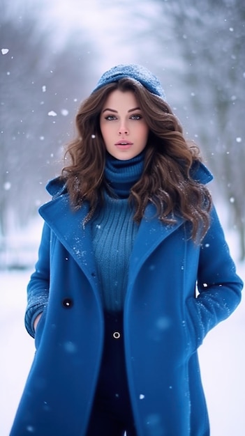 portrait of a beautiful young girl in winter