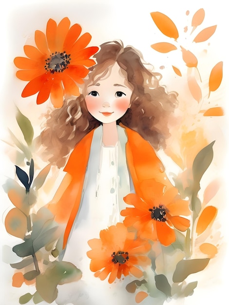 Портрет красивой молодой девушки с цветами