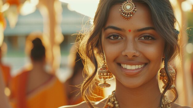 Portrait of a beautiful young indian woman smiling at the camera