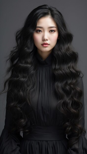 Photo portrait of beautiful young korean girl