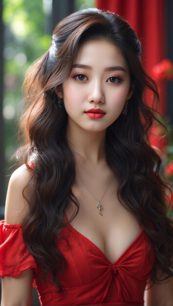 Photo portrait of beautiful young korean girl