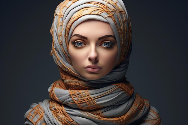 Portrait of a beautiful young muslim woman in hijab Beauty fashion