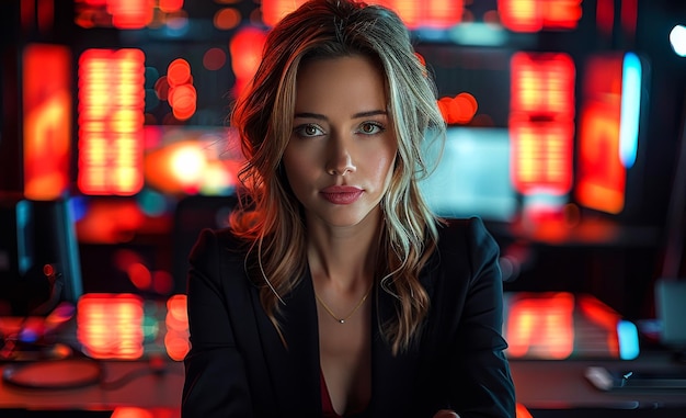 Portrait of beautiful young woman in business suit