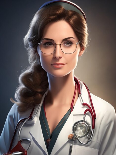 Portrait of a beautiful young woman doctor with stethoscope