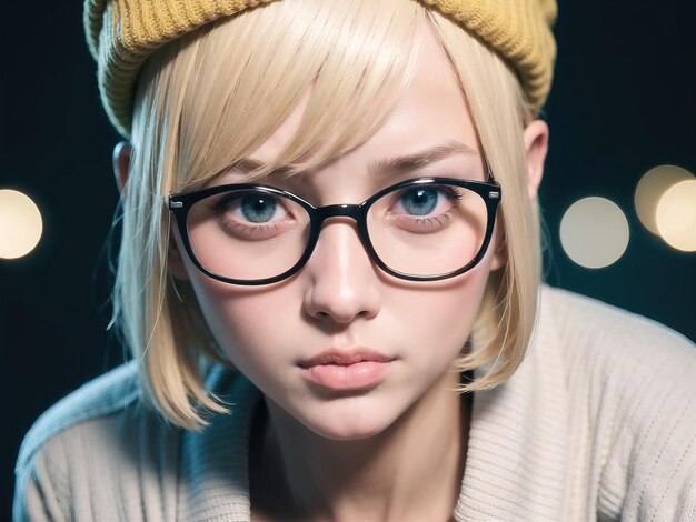 portrait of beautiful young woman in eyeglasses