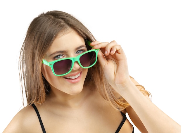 Portrait of a beautiful young woman posing in bikini