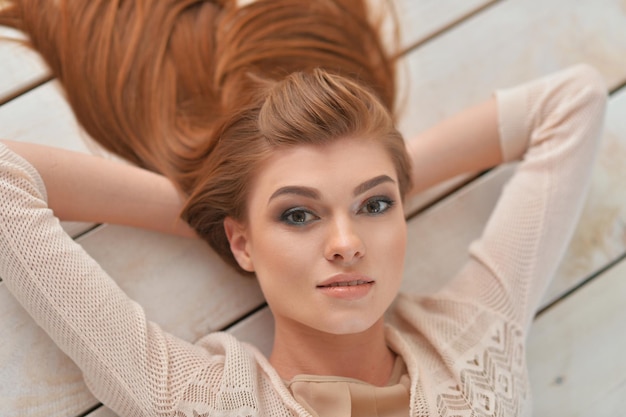 Portrait of beautiful young woman posing