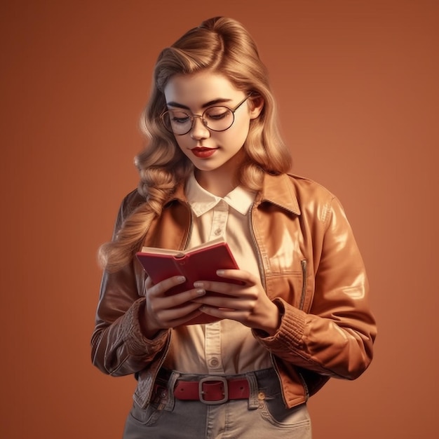 Portrait of a beautiful young woman reading book