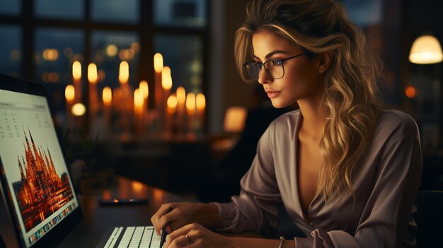 Portrait of beautiful young woman sitting at the table in a cafegenerative ai